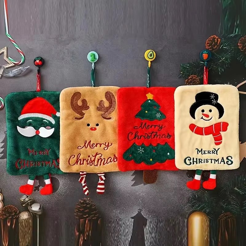 Home Decor Xmas Tree - Christmas Hanging Hand Towel Cute Santa