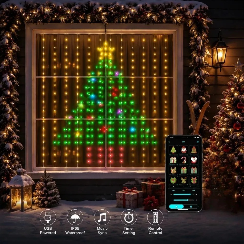 Home Decor Lighting - LED Pixel Curtain Lights Bluetooth APP