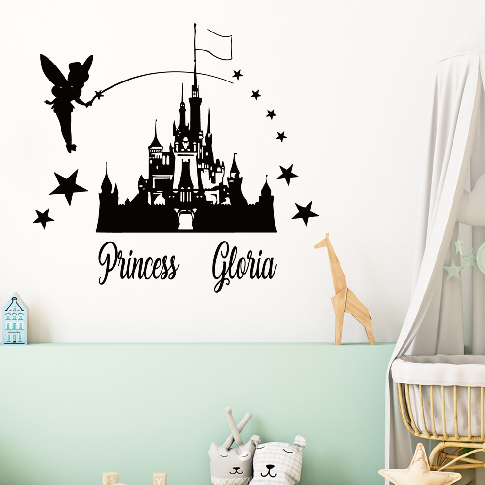 Home Decor Wall Tiles - 1PC Cartoon Fairy Castle Customizable Name