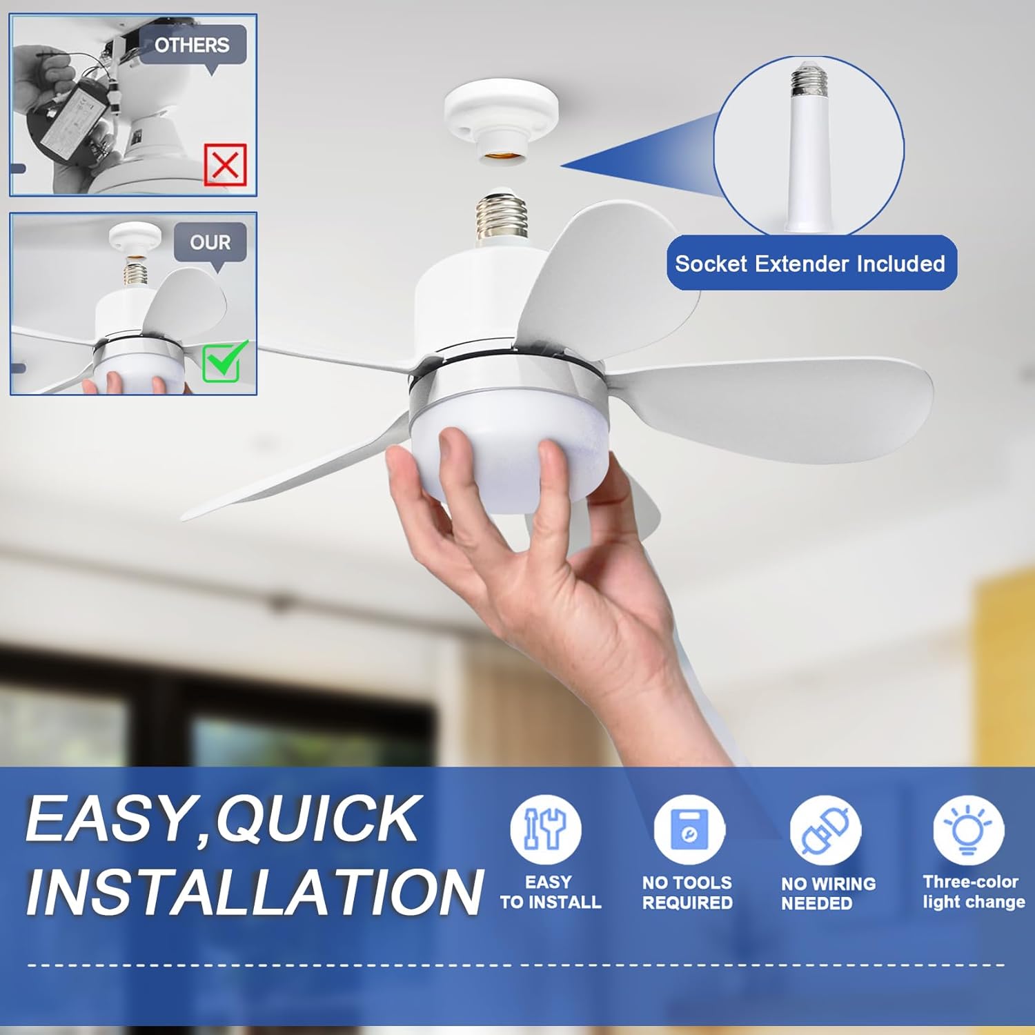Socket Fan Light with Remote,  - огляд і ціна Home Decor Lighting