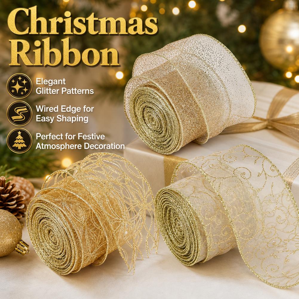 2m 2027 Christmas Ribbon Golde - огляд і ціна Home Decor Xmas Tree