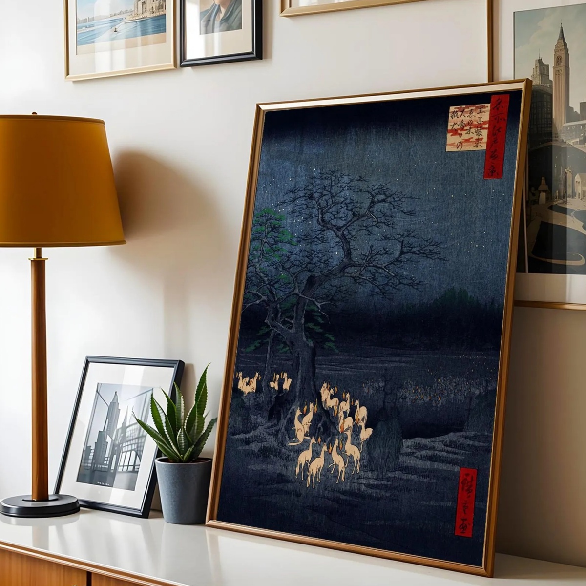 Japanese Retro Fox Canvas Prin - огляд і ціна Home Decor Japandi Style