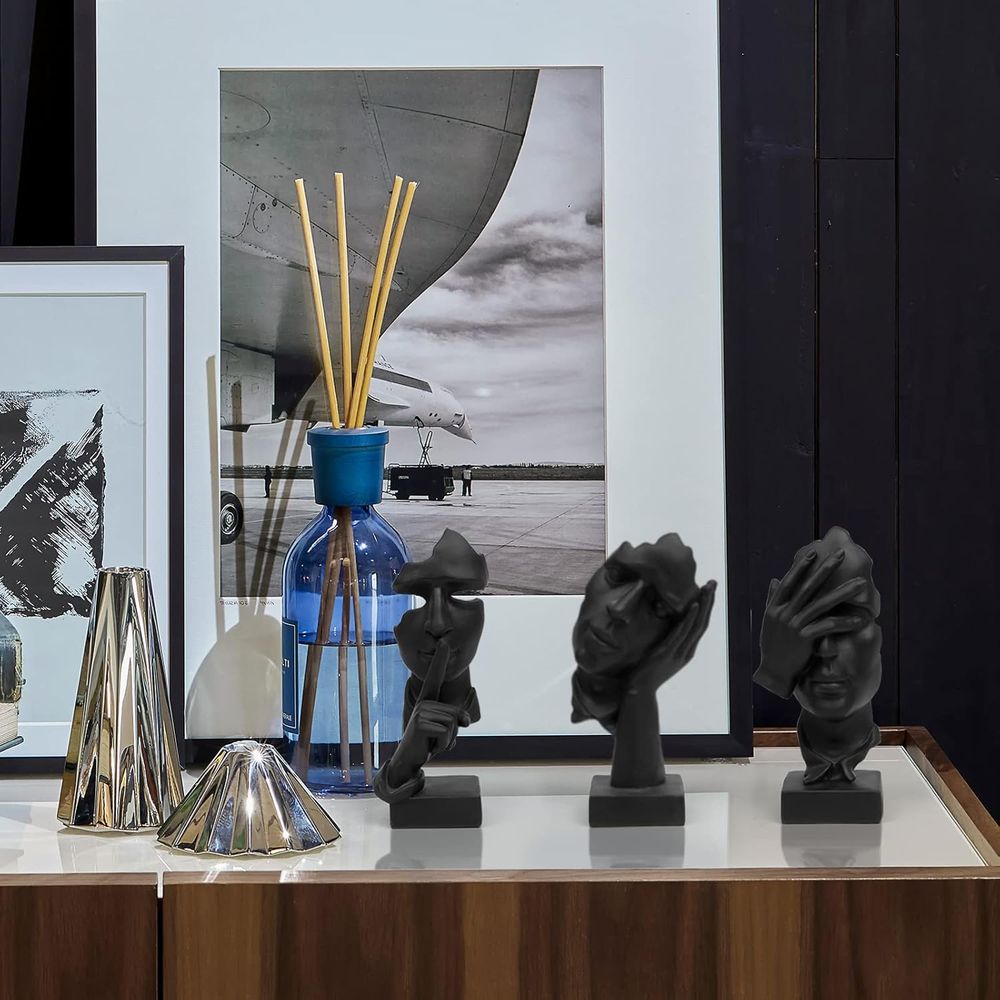 3 Pcs Thinker Statue, Silence  - огляд і ціна Abstract Sculpture Resin