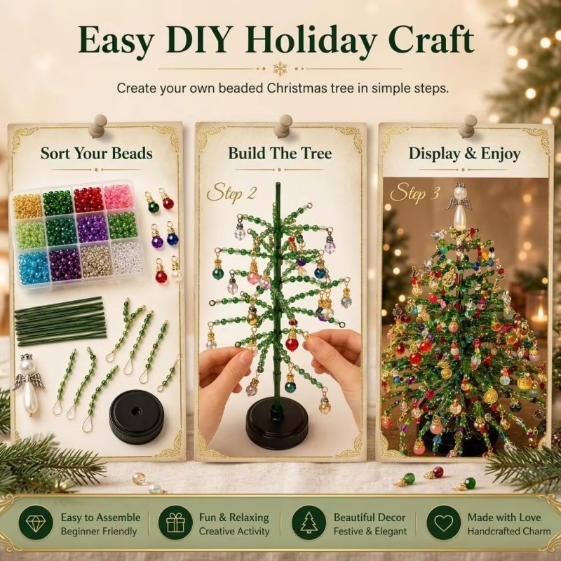 DIY Beaded Christmas Tree Kit  - огляд і ціна Home Decor Xmas Tree
