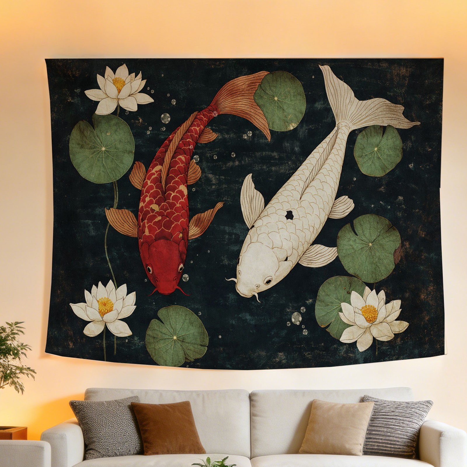 Luxury Koi Fish and Lotus Flow - огляд і ціна Home Decor Japandi Style