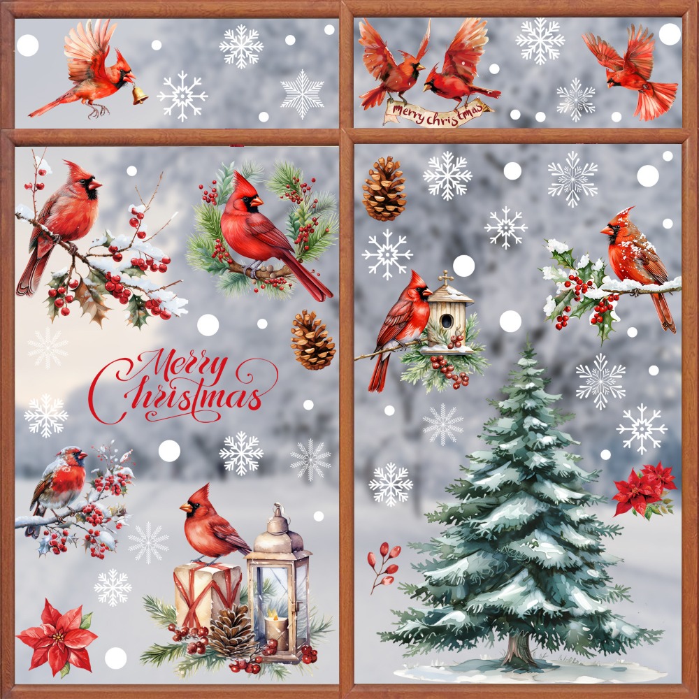 9pcs Christmas Window Decals C - огляд і ціна Home Decor Xmas Tree