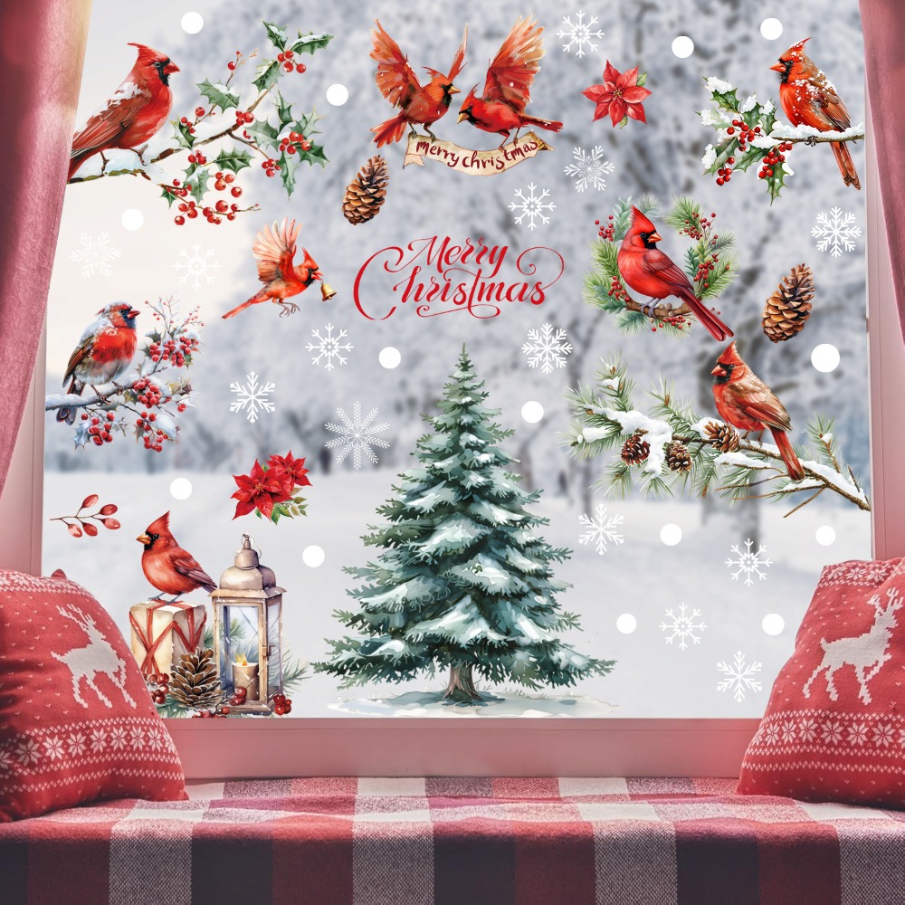 9pcs Christmas Window Decals C - огляд і ціна Home Decor Xmas Tree