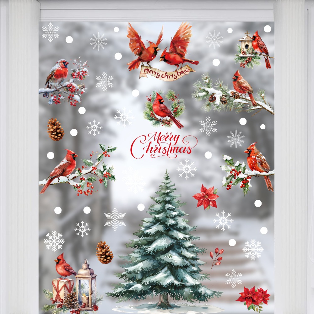 9pcs Christmas Window Decals C - огляд і ціна Home Decor Xmas Tree